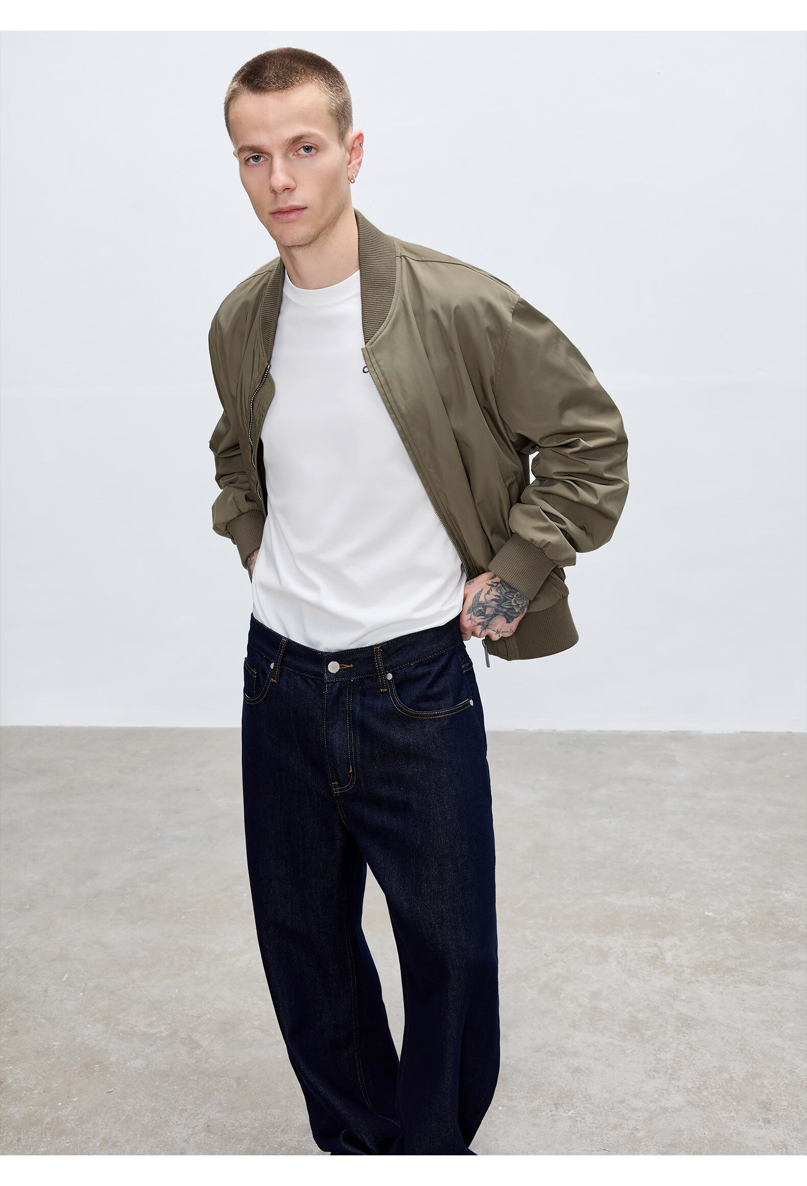 CHINISM Men's Vintage MA1 Flight Jacket Spring Autumn Breathable Casual American Baseball Jacket 8