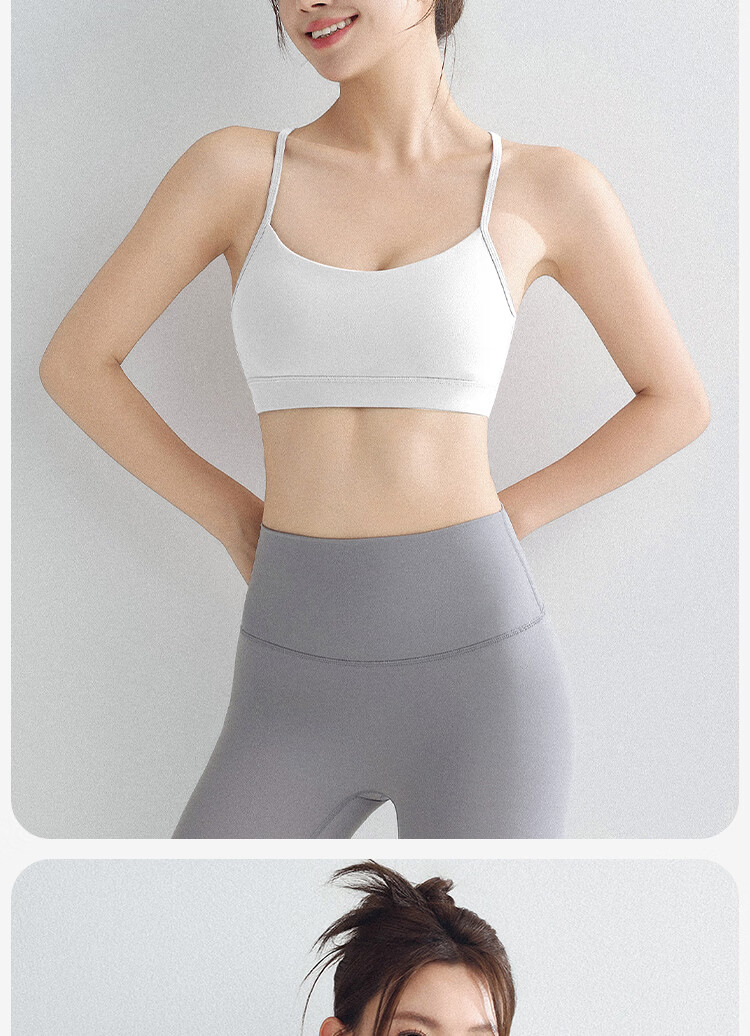 Free Style Women's Sports Bra Thin Strap Integrated Cup Backless Vest Pilates Yoga Fitness Training Bra 10
