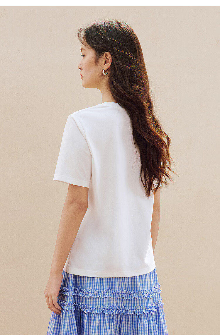 INMAN Fresh Cool Letter Print Short Sleeve T-Shirt 2026 Summer New Loose Drop Shoulder Half Sleeve Top for Women 41