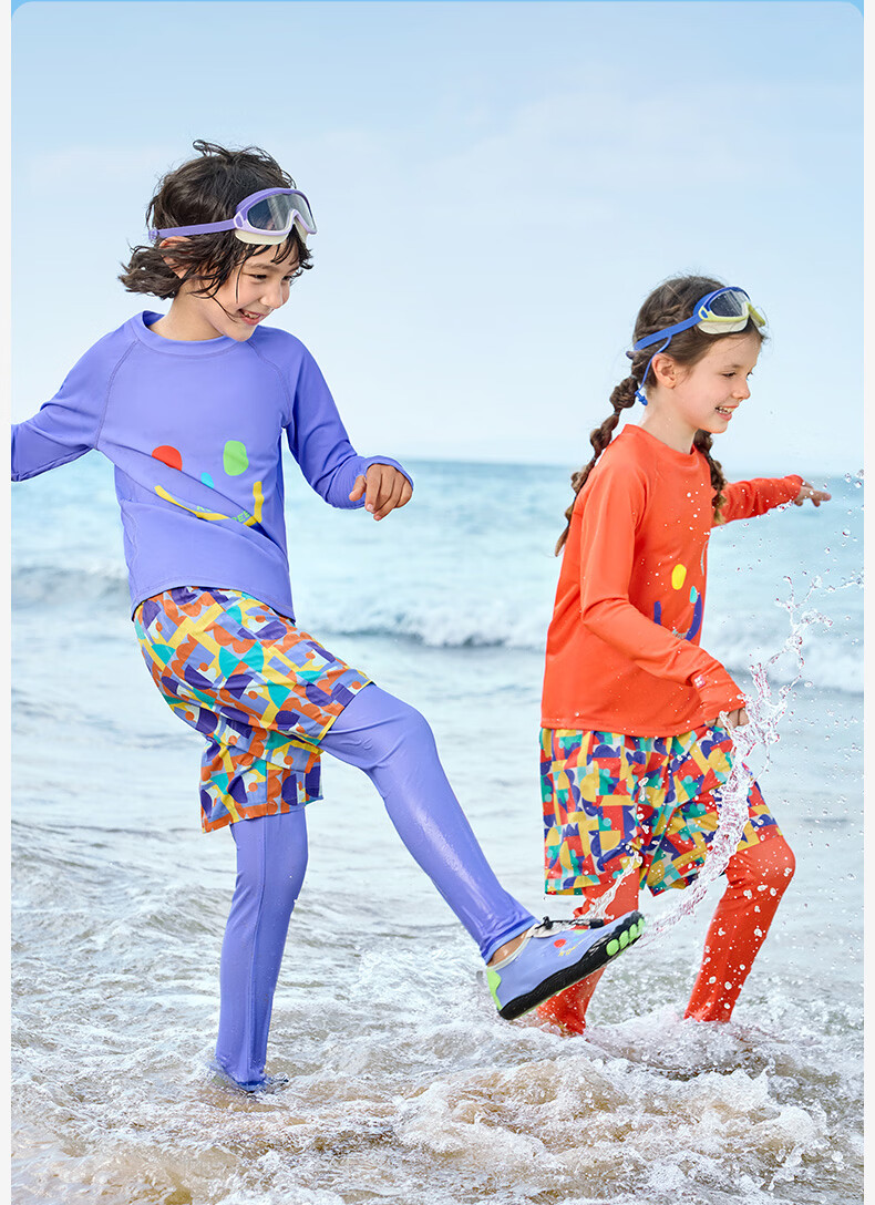 Kocotree KK Tree Kids Swimwear High-Visibility Highlight Swimming Set Boys Girls Long Sleeve Long Pants Sun Protection Three-Piece Set 14