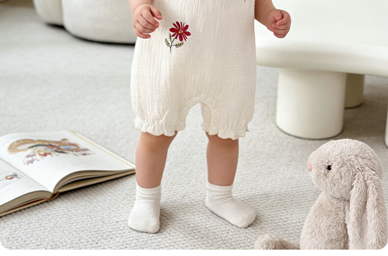 Tonglian Chuxin [Yunxi Yarn] Baby Summer Lightweight Cotton Gauze Sleeveless Romper for Girls Newborn Clothing 11