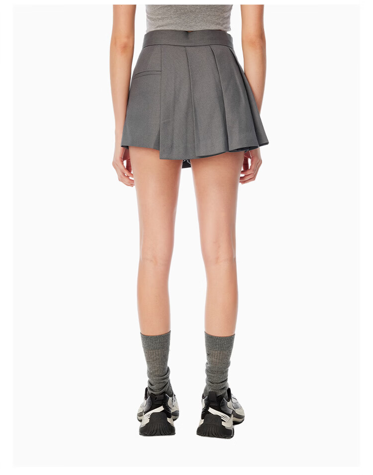 ANN ANDELMAN Irregular Pleated Blazer Skirt Pleated A-Line Mini Skirt Gray XS (Zhao Jinmai Style) 13