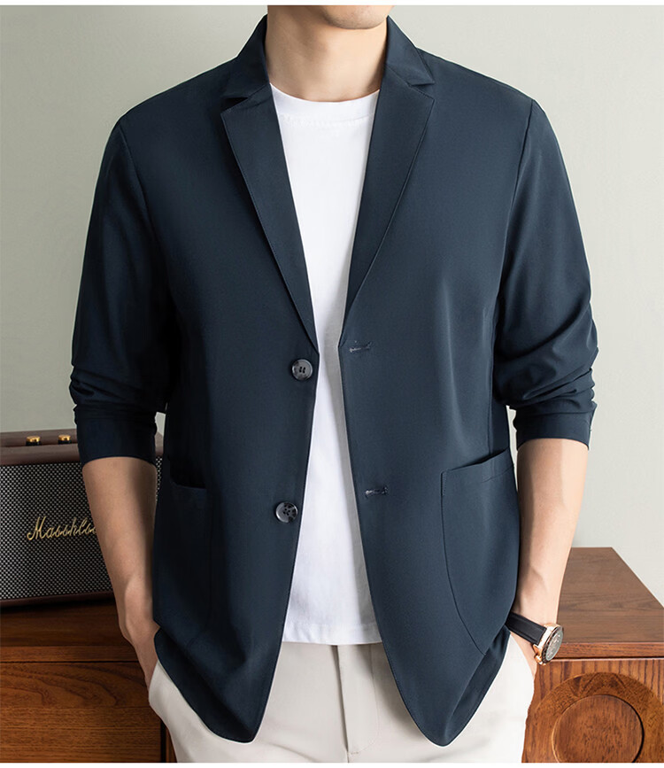 ROMON Premium Summer Lightweight Sun Protection Blazer Men Ice Silk Spring Summer Casual Slim Fit Single Jacket Ultra Thin 19