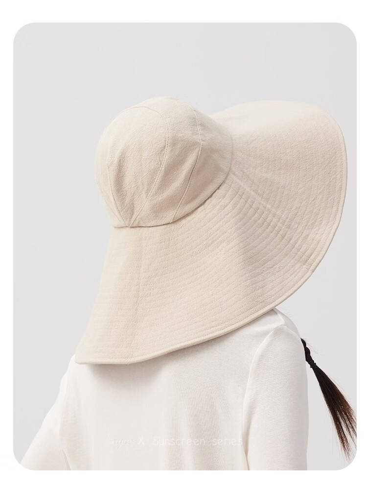 Lagur Black Warrior | 15cm Extra Large Brim Cotton Sun Hat for Women Summer Outdoor Fisherman Hat Men Off-White 23