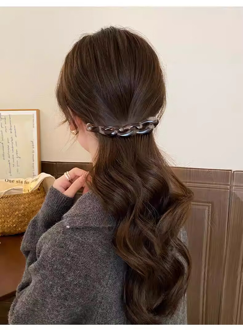 Jinglei Elegant Polka Dot Cloud Bubble Banana Clip Twist Clip Korean Style Hair Clamp for Thick Hair Half-Up Hair Clip 4