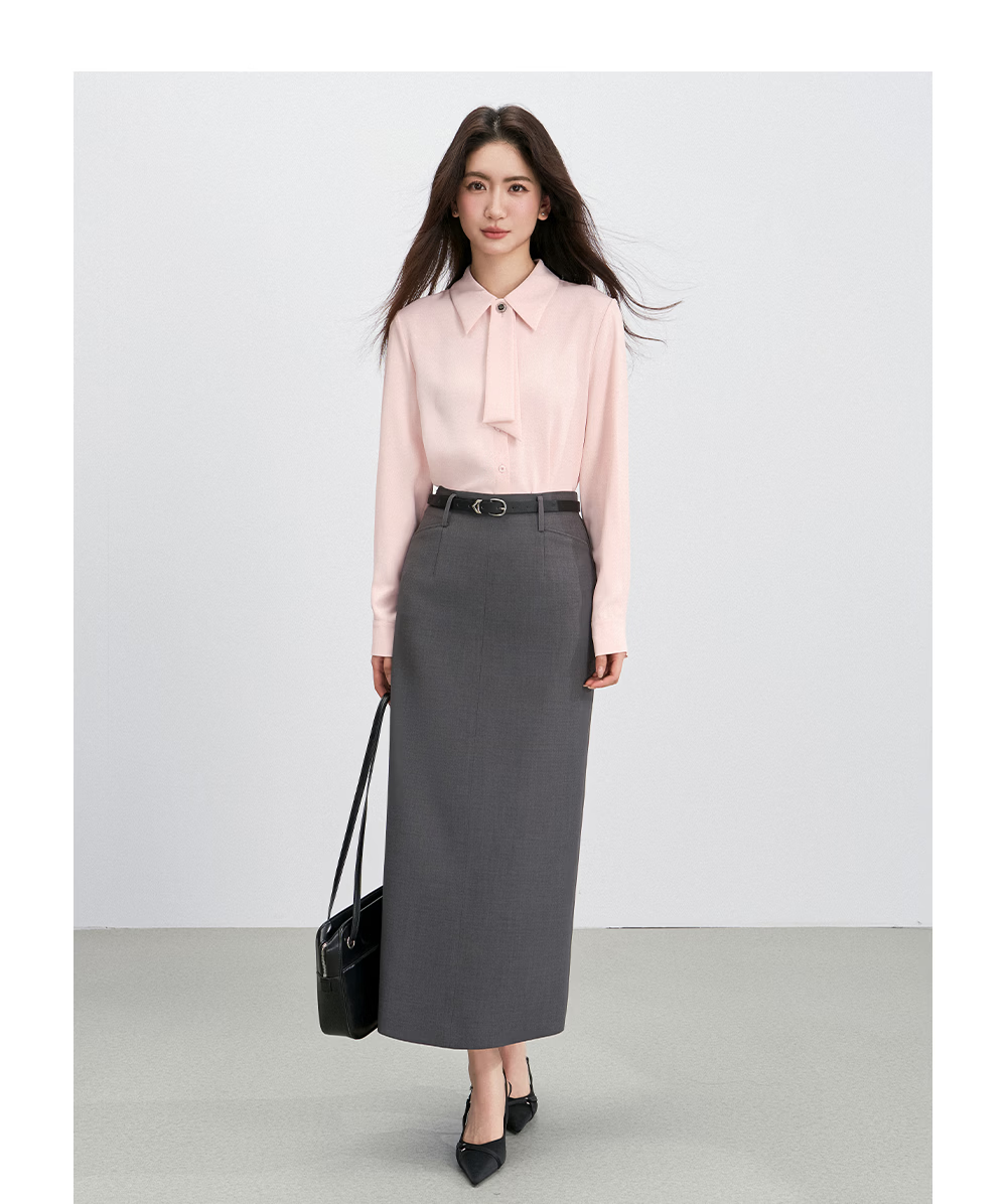 Miss Bird Anti-Wrinkle Stain-Resistant Long Sleeve Ribbon Shirt Women's Workplace Commuting Premium Formal Interview Top 22