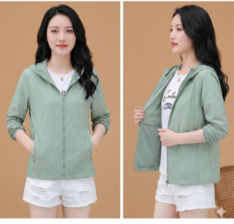 AEMAPE Lightweight Sunscreen Jacket for Women Summer 2026 New Mid-Aged Mom UV Protection Outdoor Skin Jacket Coat 22