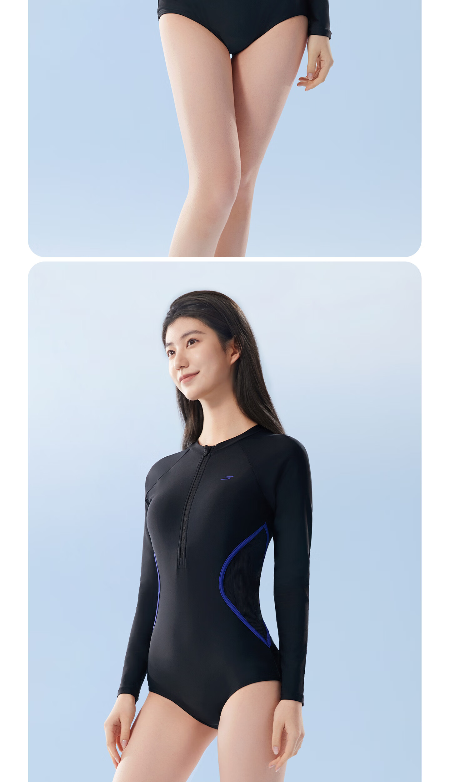 Skechers Women's One-Piece Long Sleeve Sun Protection Slimming Plus Size Adult Swimsuit Tummy Control Spa Swimwear L 6