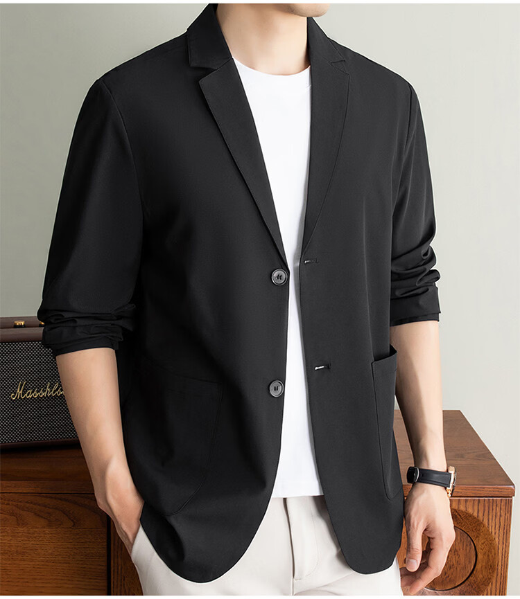 ROMON Premium Summer Lightweight Sun Protection Blazer Men Ice Silk Spring Summer Casual Slim Fit Single Jacket Ultra Thin 14