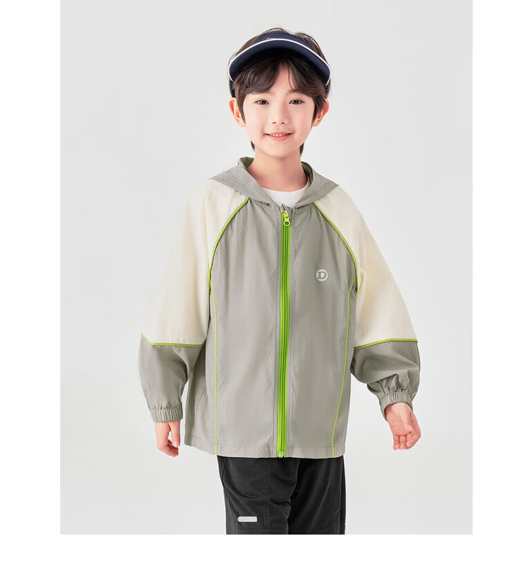 Duoduo Boys 2026 Summer Lightweight Hooded Sun Protection Jacket Outdoor Portable Breathable UPF50+ Colorblock Kids Sports Coat 20