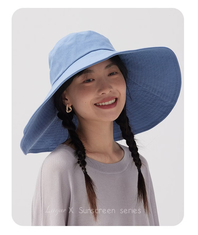 Lagur Black Warrior | 15cm Extra Large Brim Cotton Sun Hat for Women Summer Outdoor Fisherman Hat Men Off-White 19