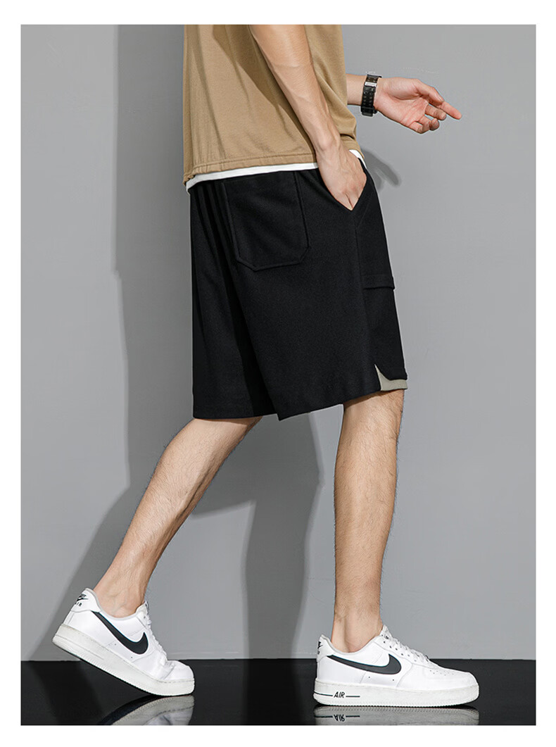 FARUISHI Men's Summer Loose Ice Cooling Breathable Quick-Dry Sports Shorts Five-Point Pants Casual Black 2XL 23