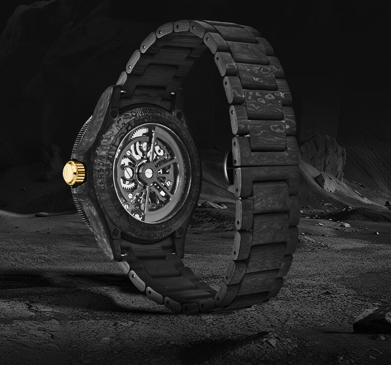 CRONUSART Kluos Full Carbon Fiber Men's Automatic Mechanical Watch Business Hollow Luminous Wristwatch 7
