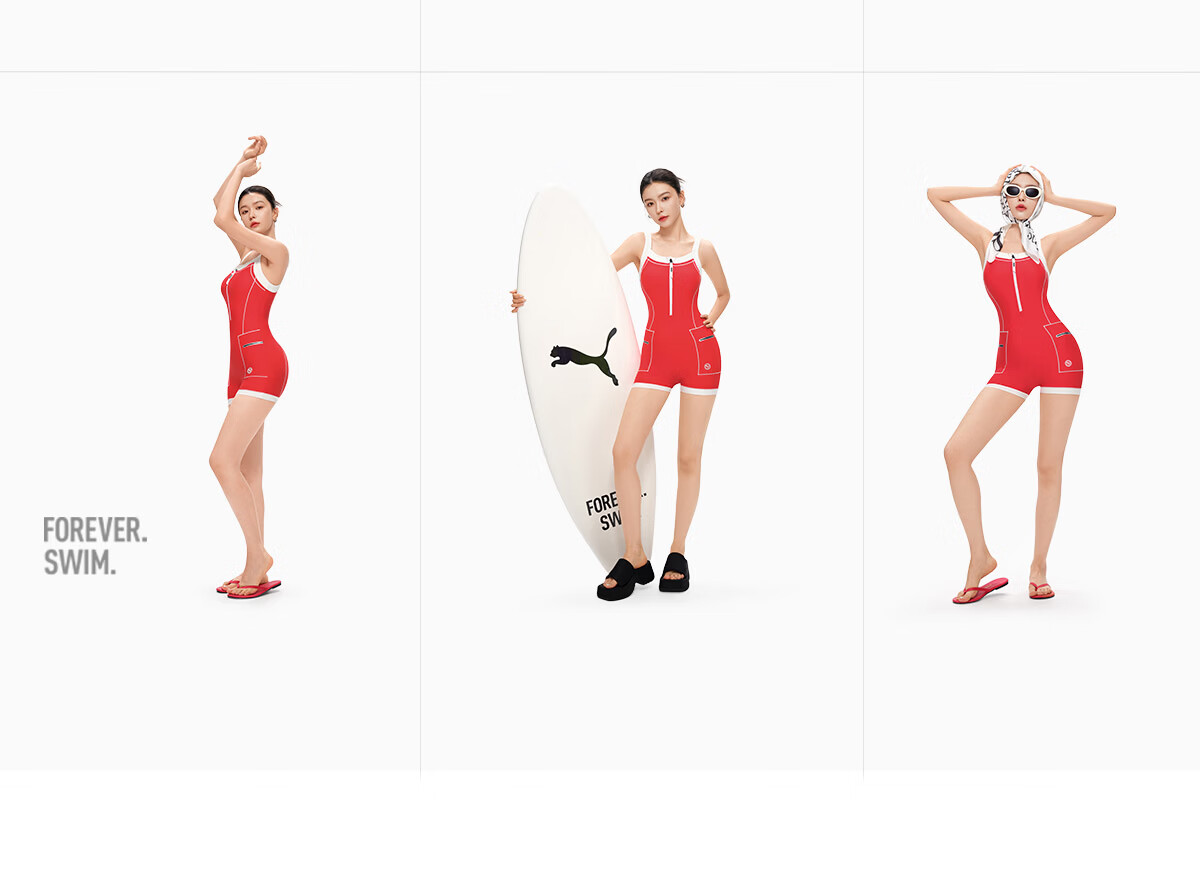 PUMA Women's One-Piece Square-Leg Swimsuit UV Protection Antibacterial Slimming Swimwear Spa Bathing Suit 17