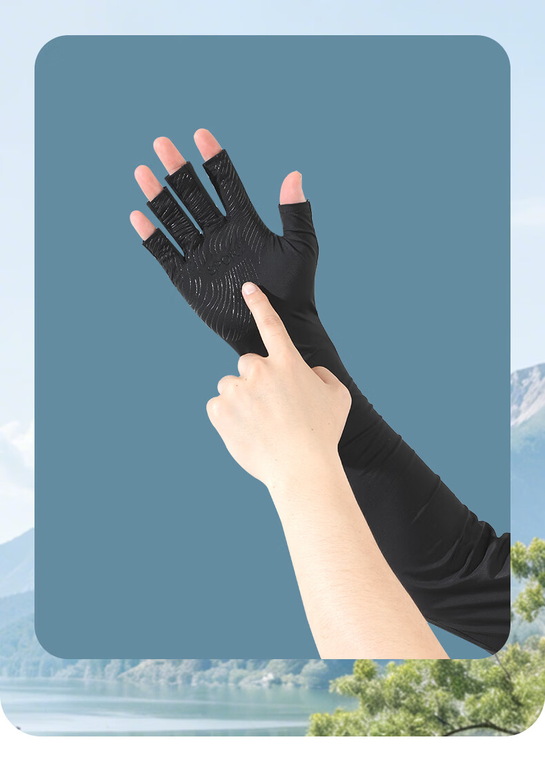 JEEP Men's Summer Outdoor Cycling Driving Sun Protection Half-Finger Arm Sleeves UV Protection Ice Sleeve Gray 9