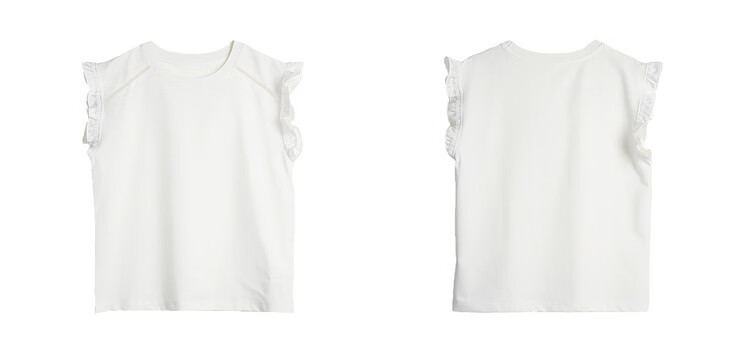 Olrain French Style Ruffled Sleeve Summer Casual Commuter Pullover T-Shirt for Women White L 16