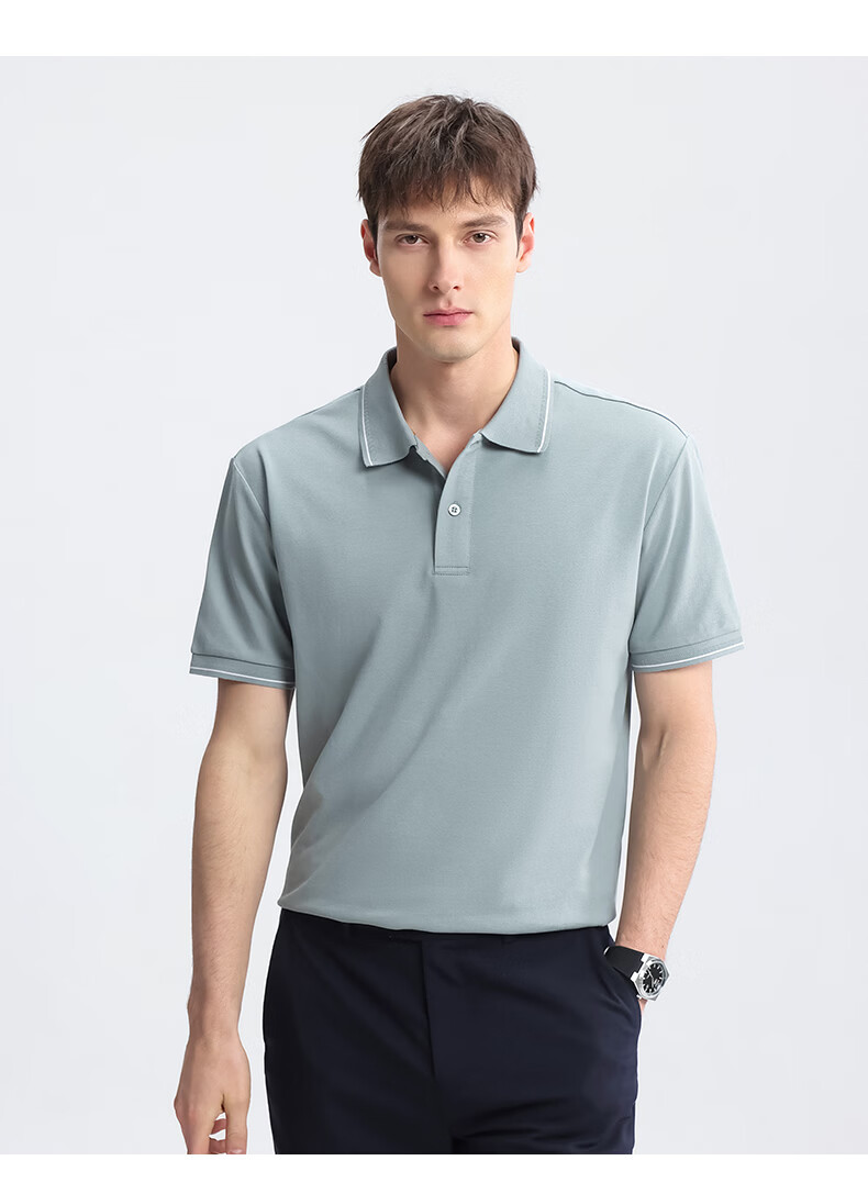 FIRS Men's Polo Shirt Spring Casual Solid Color Men's Collared Top P2601-3 2XL 10