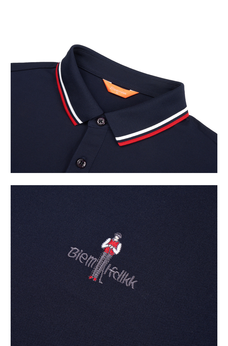 比音勒芬春季polo衫男士休闲长袖套头舒适上衣男76数字蓝色100