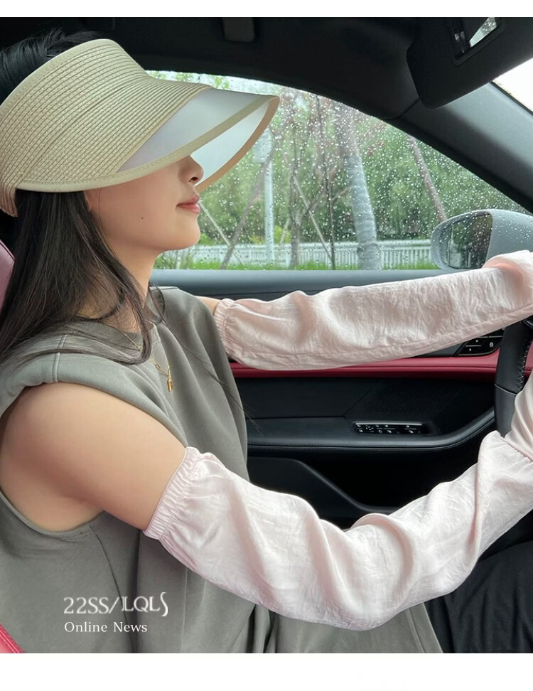 Lagur Natural Close Japanese Tencel Linen UV Protection Large Size Cooling Arm Sleeves for Women Summer Loose Sleeve Covers Water Dew Pink 14