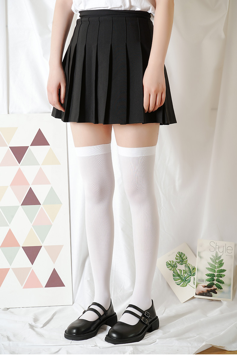 自在纯衣仙玉骨jk袜子女中筒袜过膝高筒小腿春夏黑色长筒丝袜 过膝袜