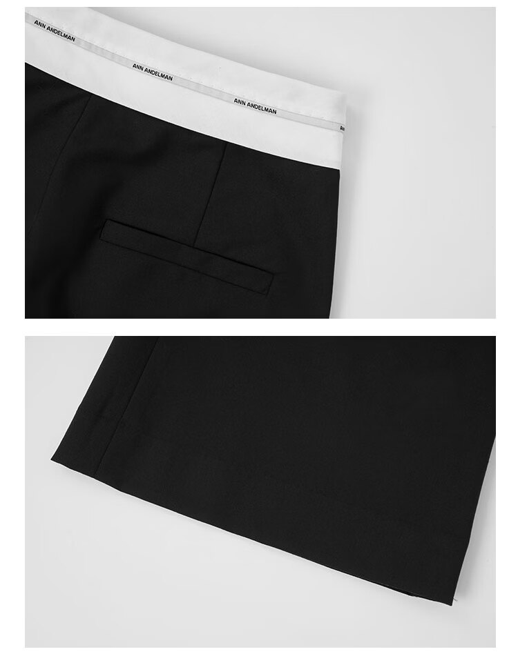 ANN ANDELMAN Official Black Casual Flared Straight-Leg Trousers High-Quality Draped Black XS 12