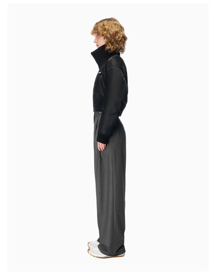 ANN ANDELMAN Official Direct Wide-Leg Casual Draped Straight High-Waist Trousers Gray M 5