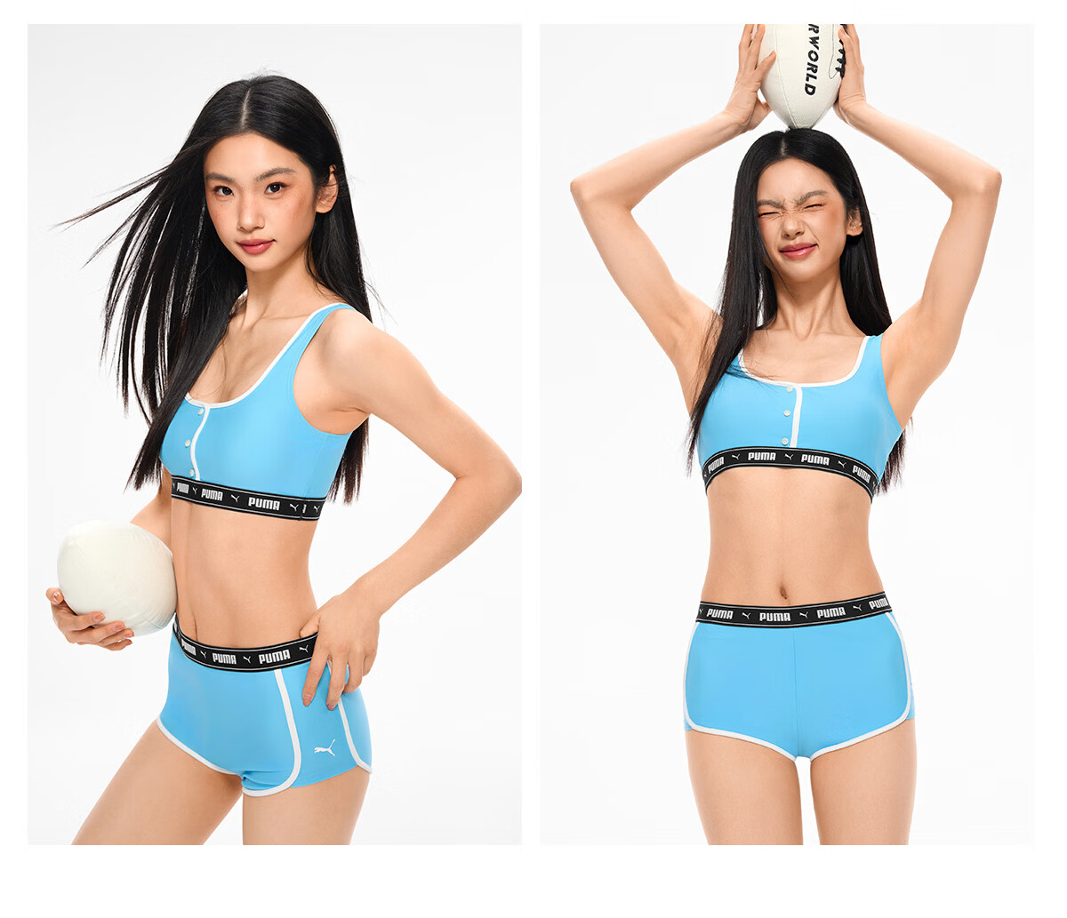 PUMA Women's Two-Piece High-Elastic Slimming Split Swimsuit Vacation Casual Professional Swimwear 36
