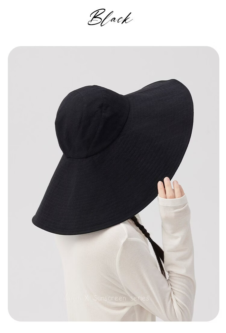 Lagur Black Warrior | 15cm Extra Large Brim Cotton Sun Hat for Women Summer Outdoor Fisherman Hat Men Off-White 12