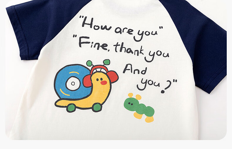 Dudu Home [7A Antibacterial] Children's T-Shirt Summer Cartoon Boys Short Sleeve Pure Cotton Girls Top Grass Green 100 15