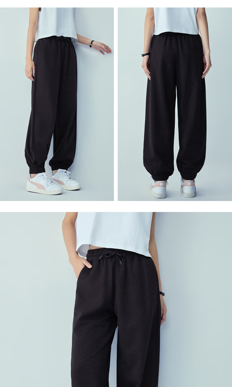 Giordano Women's Pants 2026 Spring Pure Cotton Loose Drawstring Elastic Waist Jogger Sweatpants 05416455 15