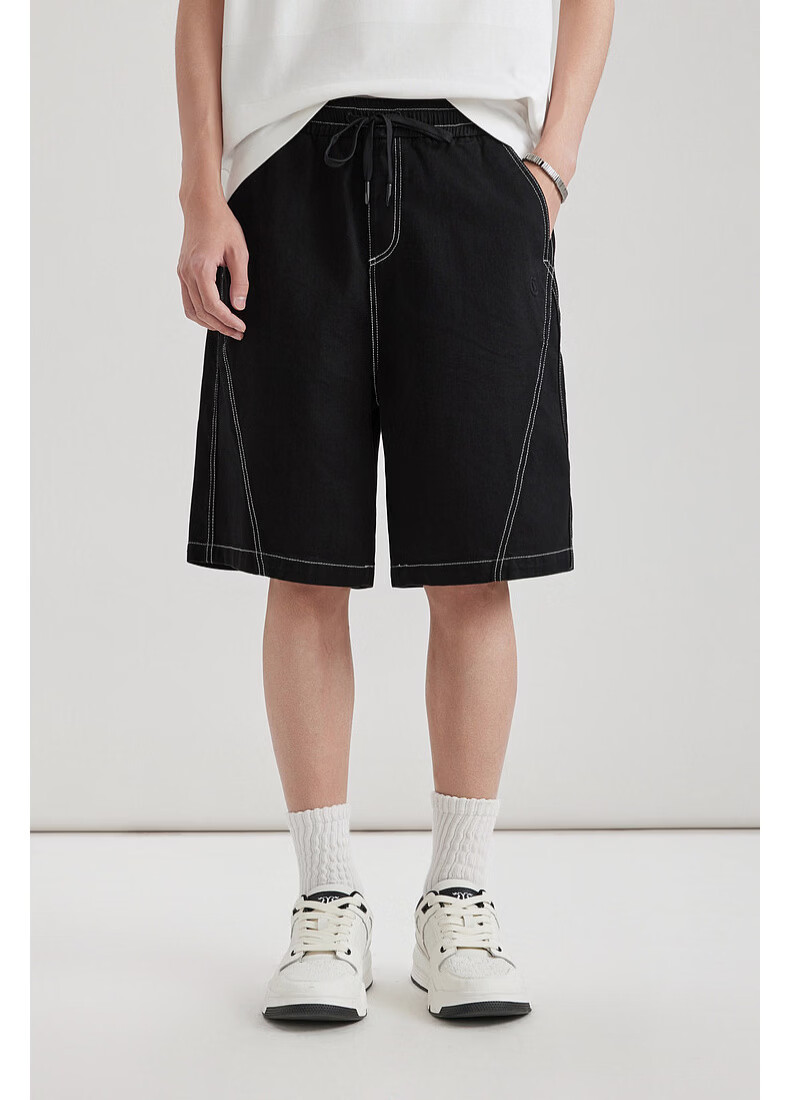 CABBEEN Color-Block Stitching Design Men's Casual Skin-Friendly Comfortable Summer 2026 Cool Denim Casual Shorts 7