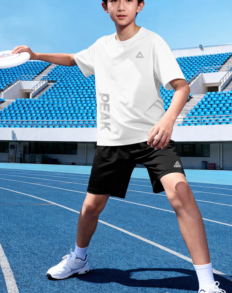 Peak Kids Sportswear Children's Summer 2026 New Boys Quick-Dry Short Sleeve T-Shirt Cool Summer Outfit for Older Kids 9