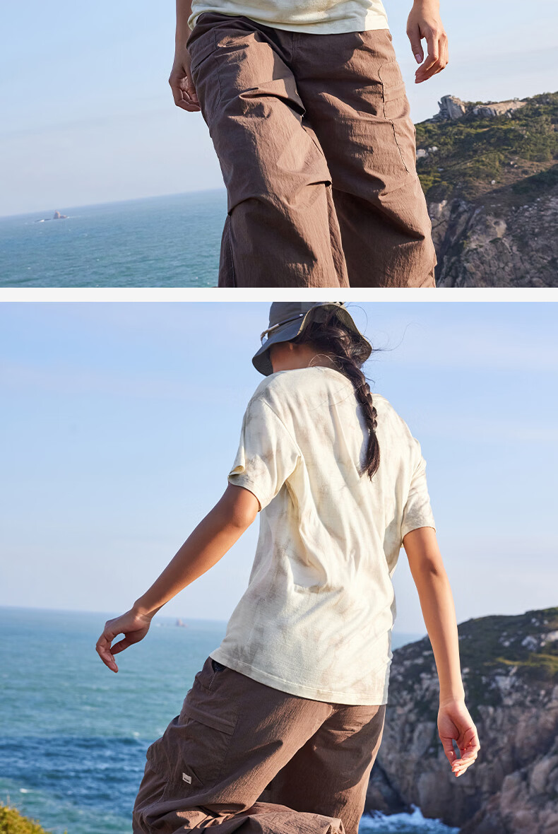 BEIN SPACE Summer New Washable Merino Wool Gradient Sports Hiking Short Sleeve T-Shirt Women J027 Sunset Orange XS 12