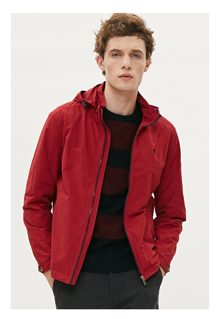polo sport保罗夹克2019秋冬新品韩版商务休闲连帽上衣外套男 黑色 l