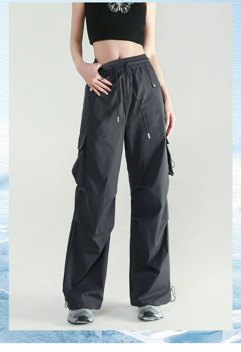 Borui Summer Lightweight American Quick-Dry Work Pants Women's Sports Loose Wide-Leg Slim Hiking Casual Pants 2