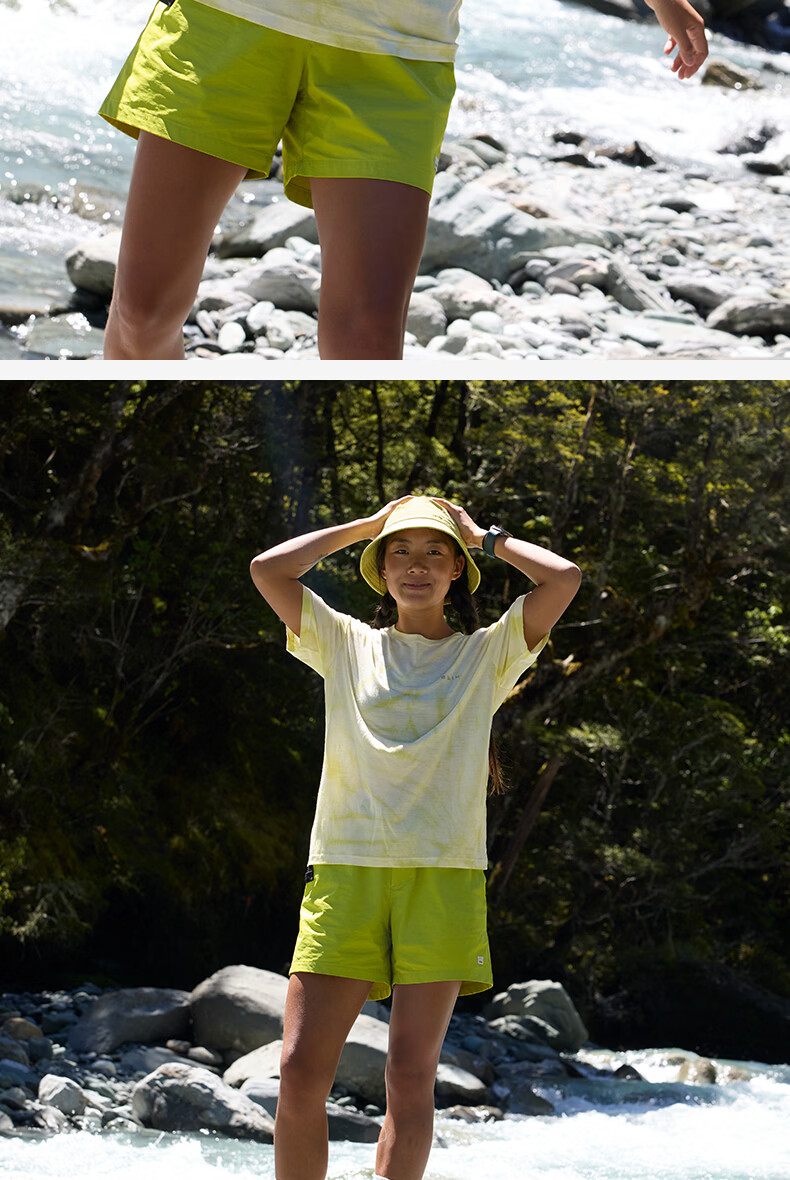 BEIN SPACE Summer New Washable Merino Wool Gradient Sports Hiking Short Sleeve T-Shirt Women J027 Sunset Orange XS 28