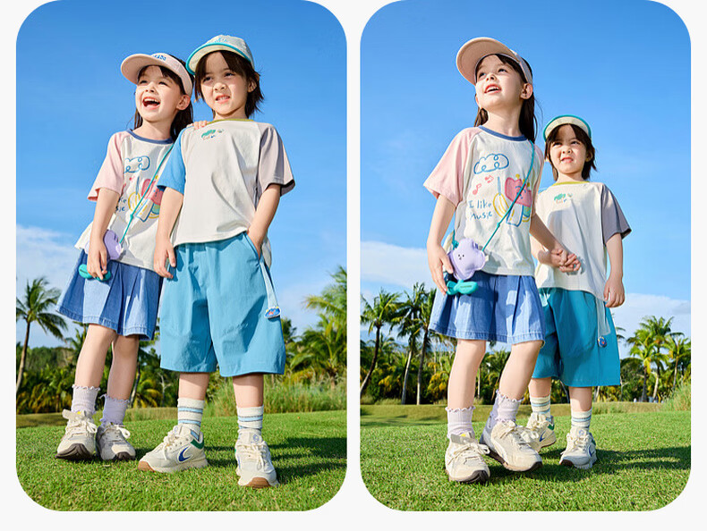 Dudu Home [7A Antibacterial] Children's T-Shirt Summer Cartoon Boys Short Sleeve Pure Cotton Girls Top Grass Green 100 8