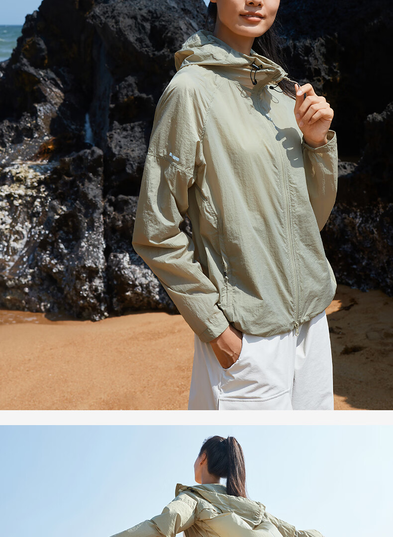 BEIN SPACE Summer Unisex Outdoor Sun Protection UPF50+ Lightweight Packable Reflective Skin Jacket Women S017 Licorice Green L 15