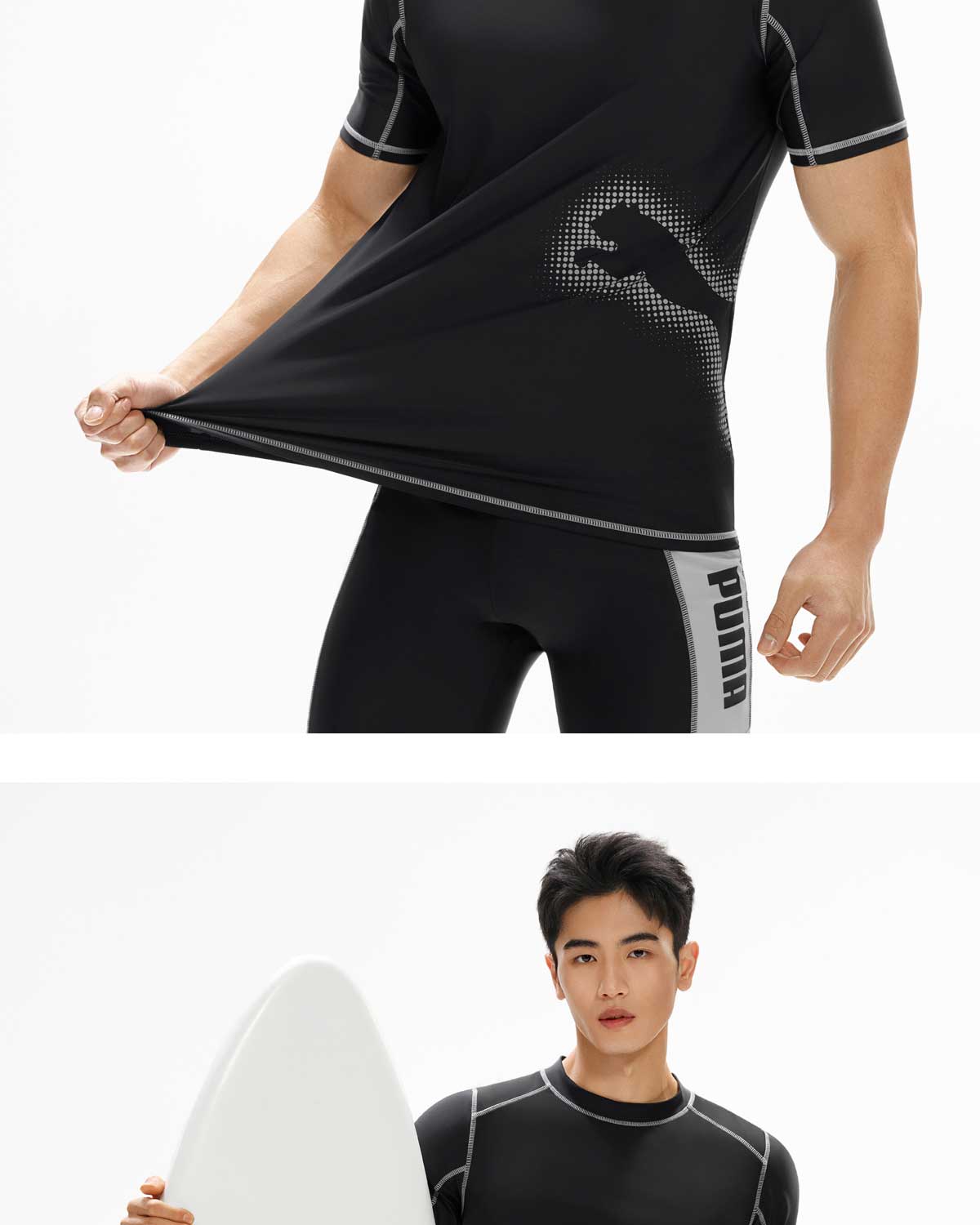 PUMA Men's Short Sleeve Swimwear UV Protection High Elastic Breathable Professional Training Slim Fit Cooling Short Sleeve Swimsuit 20