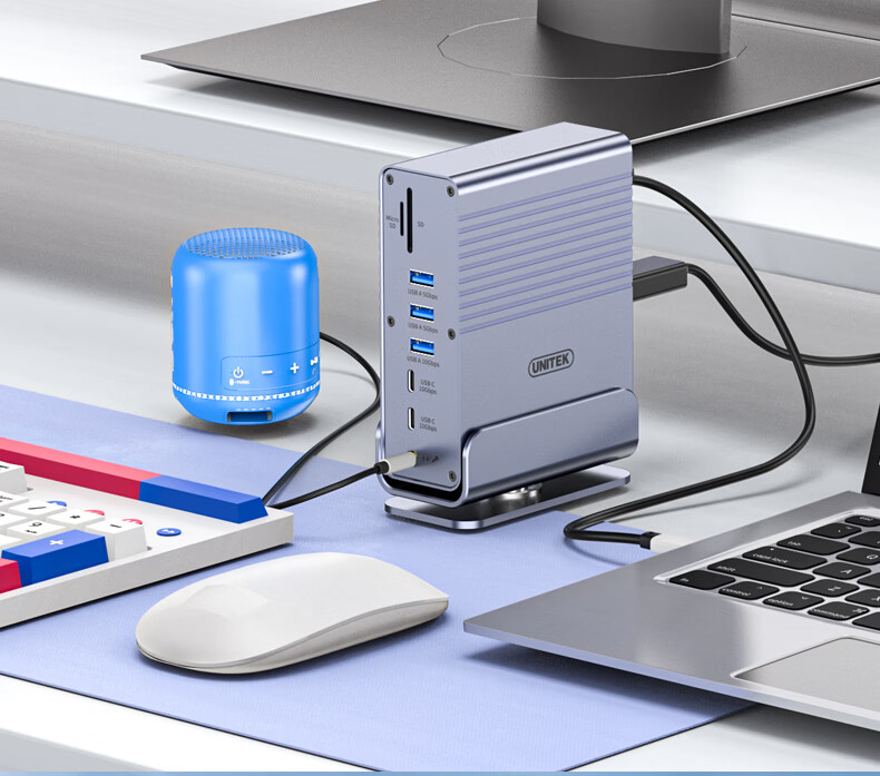 Superior Desktop Docking Station Type-C to Dual HDMI/DP Quad Display 4K60Hz High-Definition Expansion Card Reader Gigabit Ethernet Multi-Function Vertical Dock Compatible with Mac 15