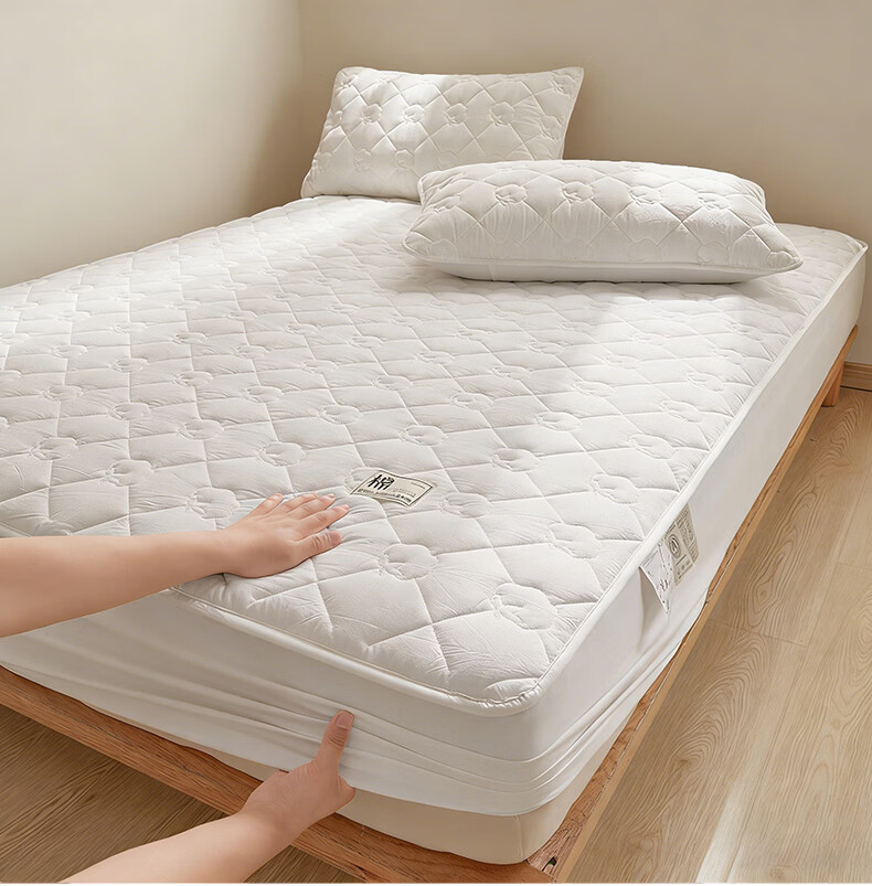 Hodo A-Class 100% Xinjiang Cotton Pure Cotton Fitted Sheet 1.8m x 2m Mattress Protector Quilted Bed Cover Charlotte-White 10