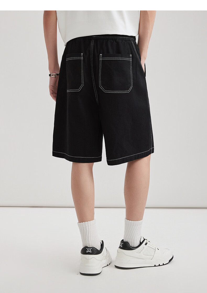 CABBEEN Color-Block Stitching Design Men's Casual Skin-Friendly Comfortable Summer 2026 Cool Denim Casual Shorts 17