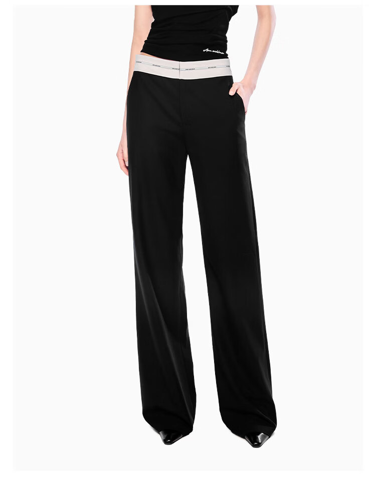 ANN ANDELMAN Official Black Casual Flared Straight-Leg Trousers High-Quality Draped Black XS 7