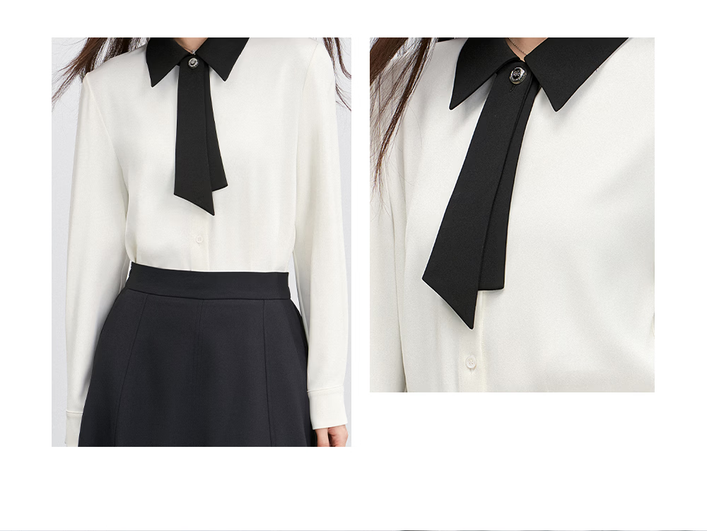 Miss Bird Anti-Wrinkle Stain-Resistant Long Sleeve Ribbon Shirt Women's Workplace Commuting Premium Formal Interview Top 19