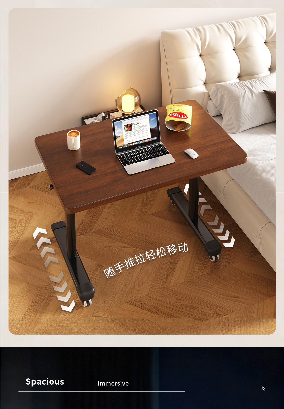 Musangfu Adjustable Height Desk Mobile Computer Desk Bedside Table Home Student Simple Writing Desk Workstation Bedroom Office Desk 13