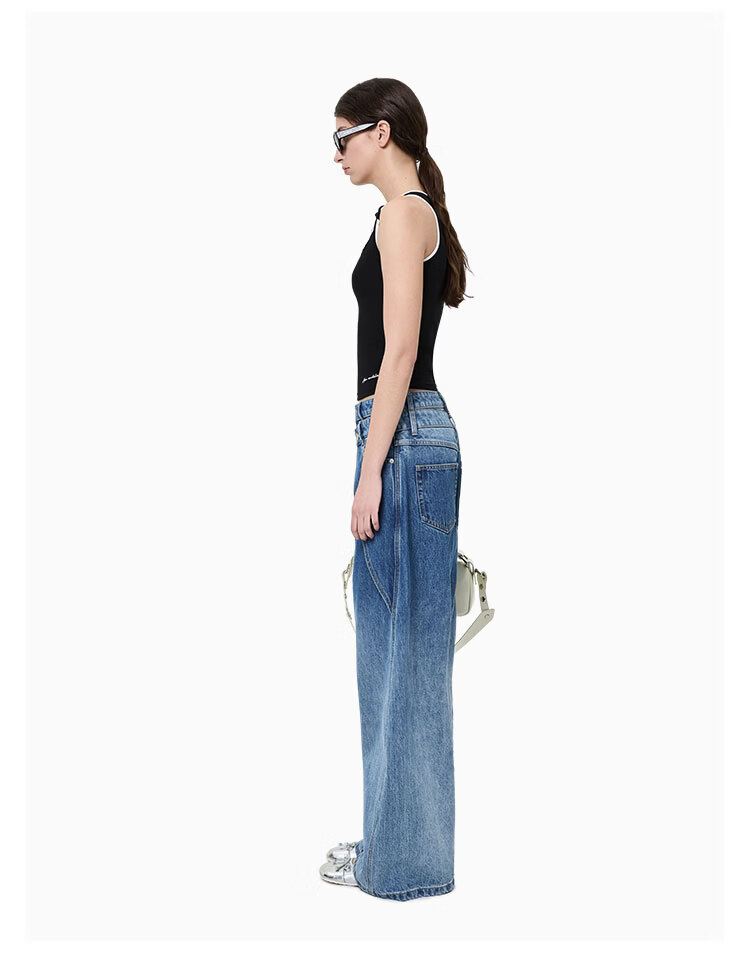 ANN ANDELMAN 2026 Early Spring New Deconstructed Two-in-One Folded Denim Pants with Double Waistband Design Blue 27 5