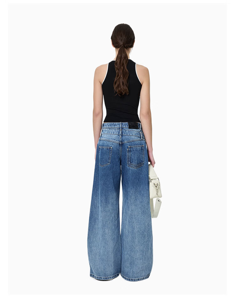 ANN ANDELMAN 2026 Early Spring New Deconstructed Two-in-One Folded Denim Pants with Double Waistband Design Blue 27 6