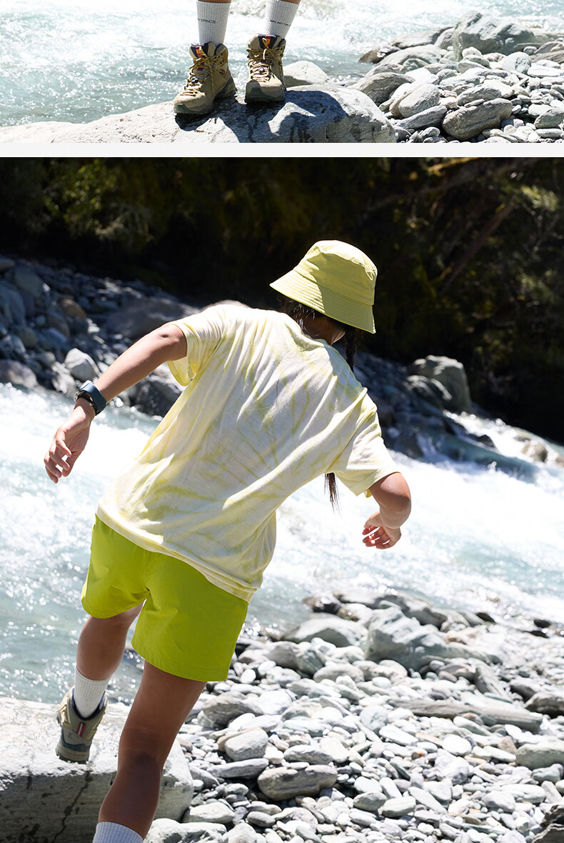 BEIN SPACE Summer New Washable Merino Wool Gradient Sports Hiking Short Sleeve T-Shirt Women J027 Sunset Orange XS 29