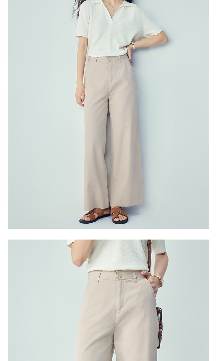 Giordano Women's Pants 2026 Summer New Pure Cotton High Waist Straight Casual Wide Leg Trousers 05416318 13