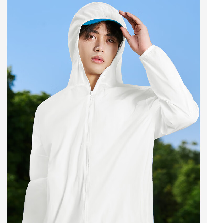 JEEP Men's Outdoor Cycling Sun Protection Jacket Summer Lightweight Cooling Quick-Dry UV Protection Coat Z White M 16